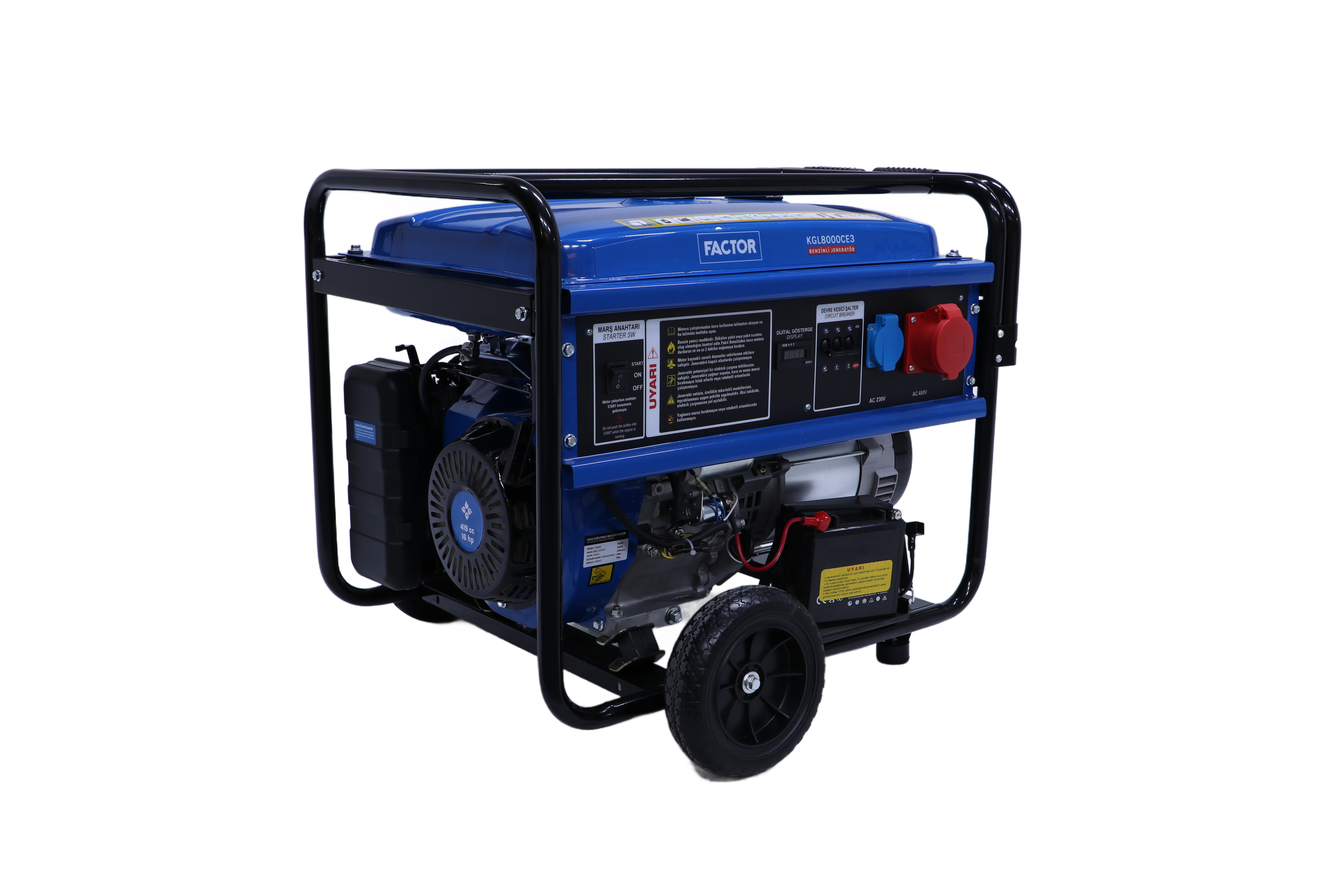 Factor 8,1 KVA BENZİNLİ İPLİ - MARŞLI TRİFAZE JENERATÖR FCKGL8000CE3