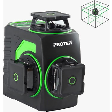 Proter PL 360 LS 3 X 360 Şakül  4.0 Ah 3.7 V Li - on Pil  (Yeşil Lazer Şarjlı)