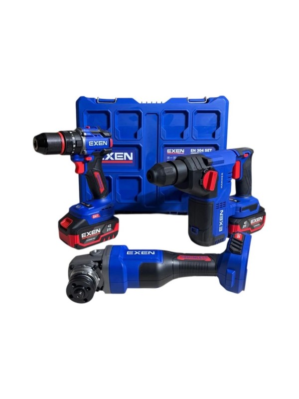 EXEN  EN 304 SET  - 21V 4Ah  Kömürsüz Şarjlı Makina 3'lü Set