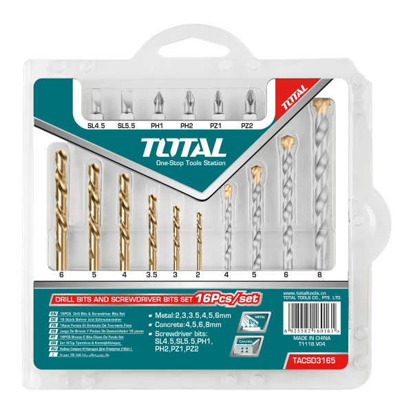 Total 16 lı Matkap Ucu ve Bits Seti