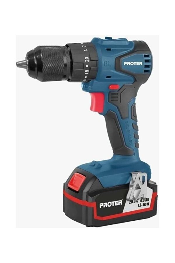 Proter PST 544 BL 4.0 Ah 20 V Li-ion Pil 2 Vts. Darbeli Kömürsüz Şarjlı Matkap