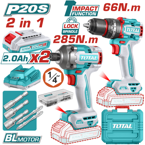 Total 2 Lİ AVANTAJ SET - TIDLI206681 DARBELİ MATKAP, TIRLI2028E DARBELİ VİDALAMA