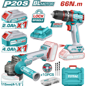 Total AVANTAJ 2Lİ SET - DARBELİ MATKAP & AKÜLÜ TAŞLAMA 2 AH + 4 AH