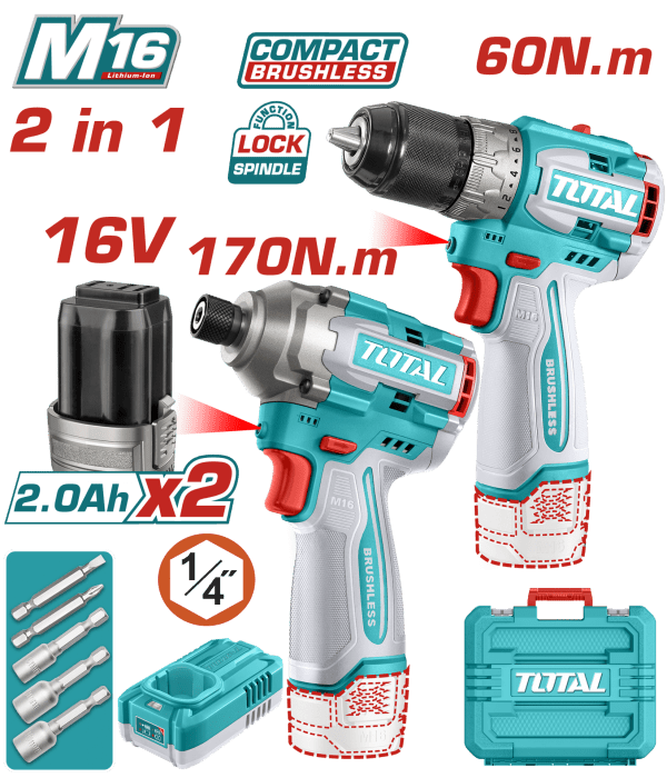 Total AVANTAJ 2 Lİ SET - 16V MATKAP VE DARBELİ VİDALAMA
