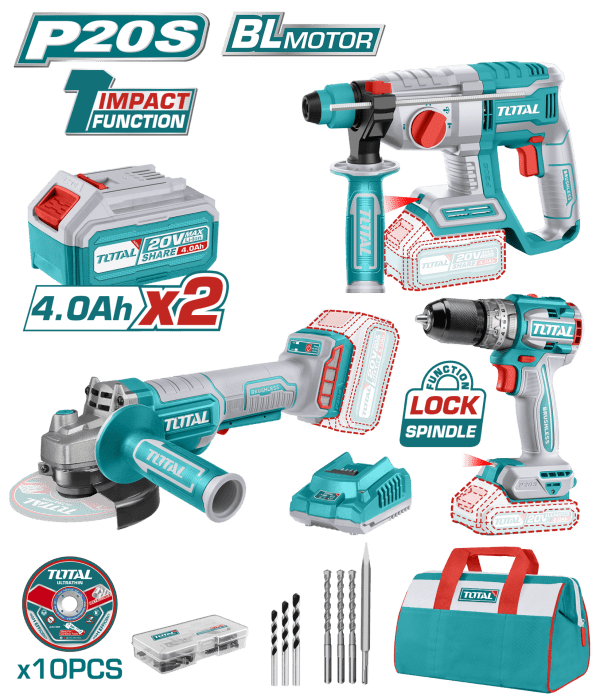 Total AVANTAJ SET - AKÜLÜ TAŞLAMA & KIRICI-DELİCİ & DARBELİ MATKAP
