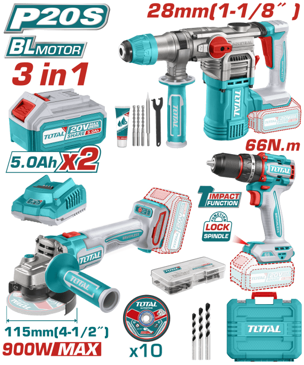 Total AVANTAJ 3 LÜ SET - KIRICI DELİCİ, MATKAP, TAŞLAMA