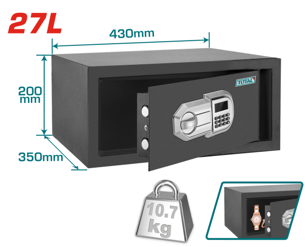 Total ELEKTRONİK ŞİFRELİ PARA KASASI 27L