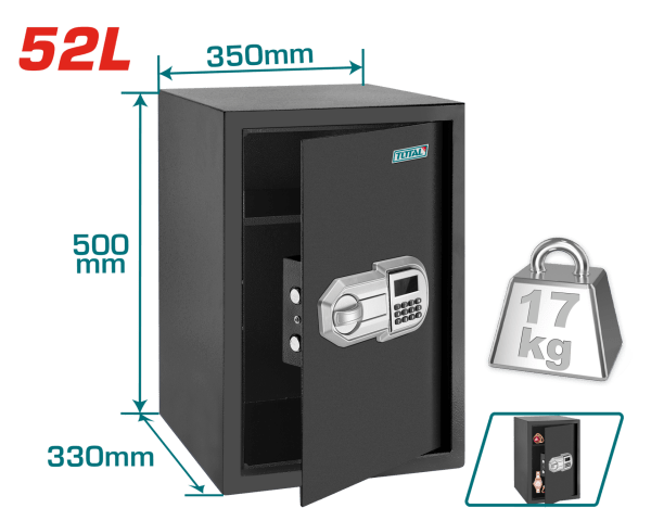 Total ELEKTRONİK ŞİFRELİ PARA KASASI 52L
