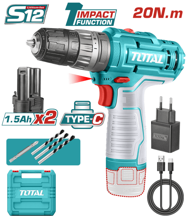 Total LI-ION  12V AKÜLÜ DARBELİ VİDALAMA