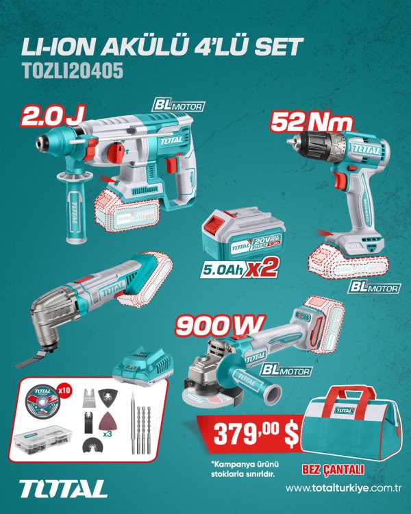 Total LI-ION AKÜLÜ 4 LÜ  SET
