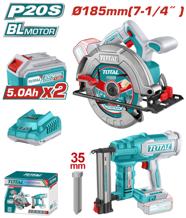 Total LI-ION AKÜLÜ AVANTAJ 2 Lİ SET - DAİRE TESTERE, ÇİVİ TABANCASI