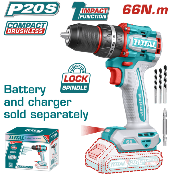 Total LI-ION AKÜLÜ DARBELİ MATKAP 66NM (SOLO)