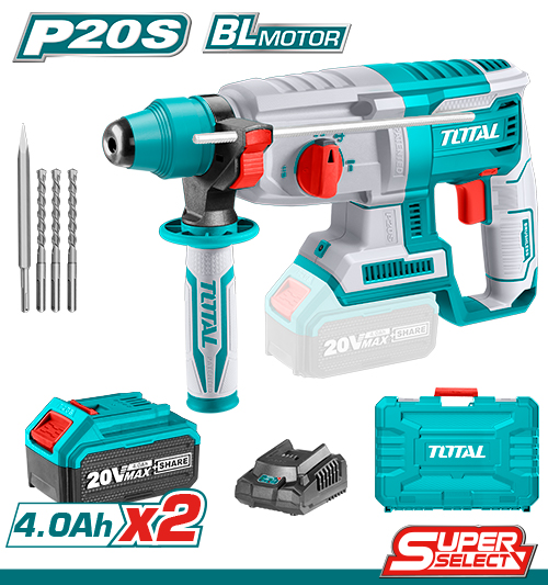 Total LI-ION AKÜLÜ KÖMÜRSÜZ KIRICI DELİCİ 2x4.0AH