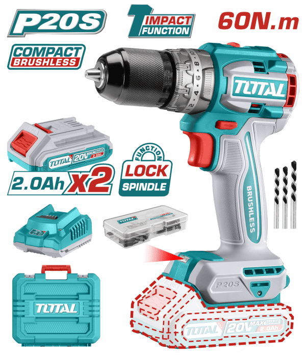 Total LI-ION AKÜLÜ KÖMÜRSÜZ DARBELİ MATKAP