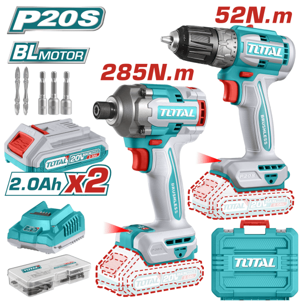 Total LI-ION AKÜLÜ SET - TDLI204531 DARBESİZ MATKAP - TIRLI2028E DARBELİ VİDALAMA