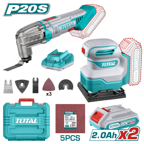 Total LI-ION AKÜLÜ SET - TMLI2022 ÇOK AMAÇLI KESİCİ & TSHSLI2014 TİTREŞİMLİ ZIMPARA