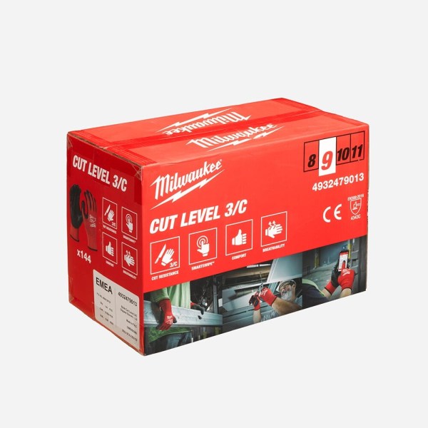 Milwaukee 3. Derece Kesik Korumalı Nitril Eldiven - 9/L - 144'lü