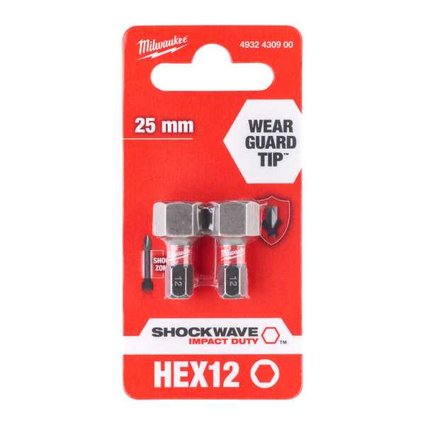 Milwaukee HEX12 mm 25 mm Shockwave İmpact Bits Uç - 2'li