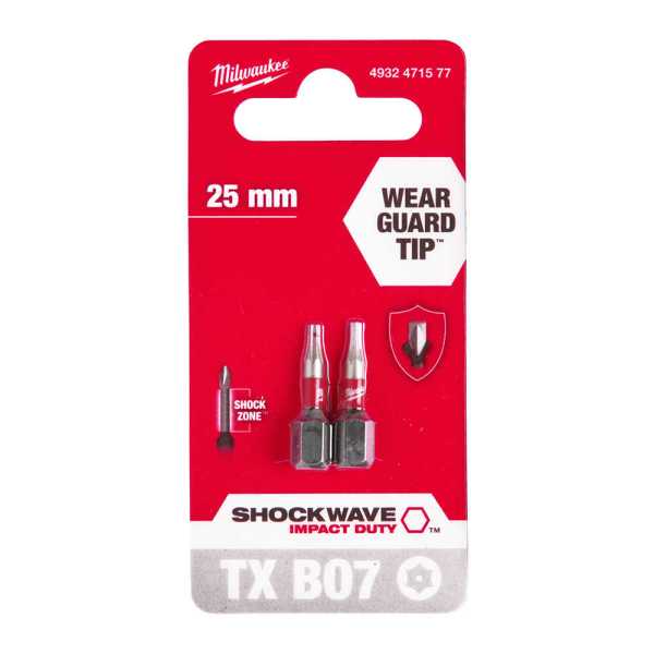 Milwaukee 25 mm TX BO7 Shockwave Bits Uç 2'li