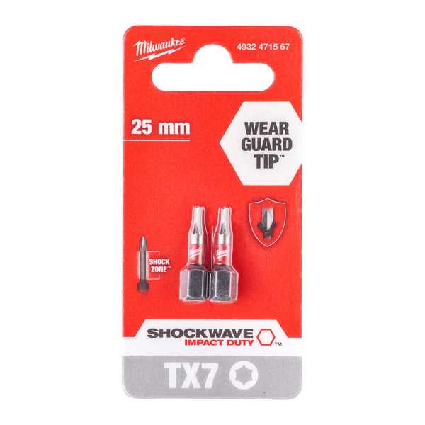 Milwaukee 25 mm TX7 Shockwave Bits Uç 2'li