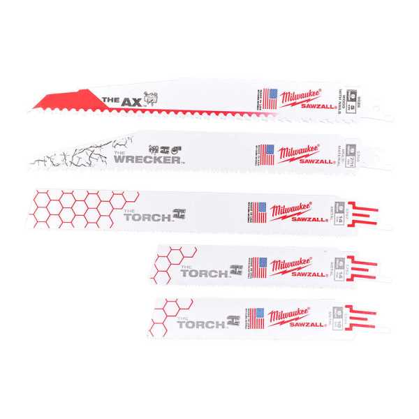 Milwaukee 5 Parça Kılıç Testere Yıkım Bıçak Seti