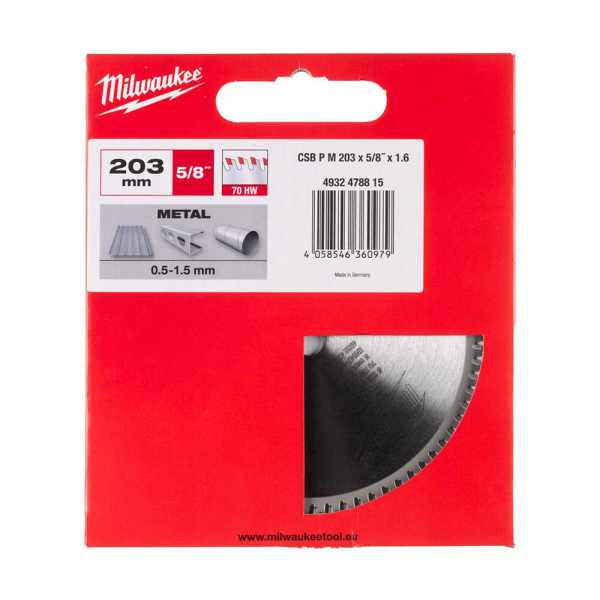 Milwaukee 203x15. 87mm 70 Diş Metal Kesme Testere