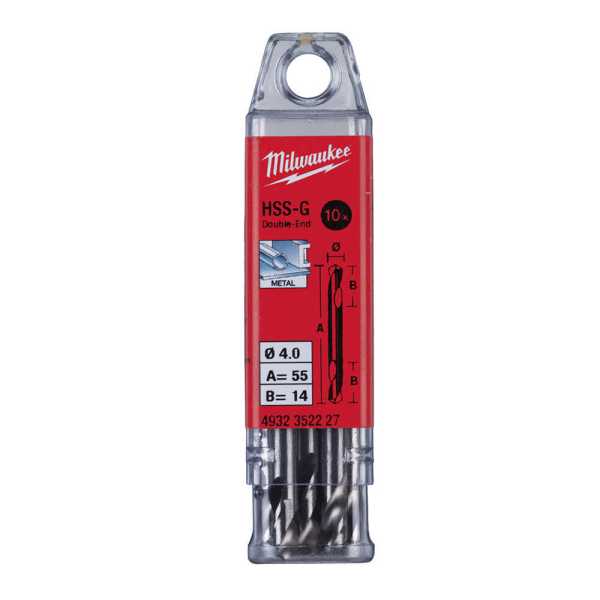 Milwaukee 4. 0 mm HSS Çift Taraflı Metal Matkap Ucu - 10'lu