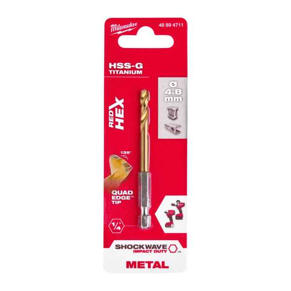Milwaukee 4. 8x78 mm HSS-G Hex Girişli Metal Matkap Ucu