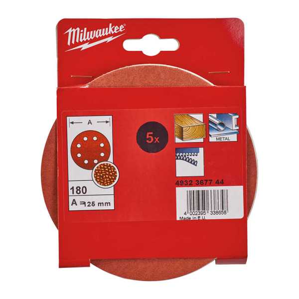 Milwaukee 180 Kum 125 mm Eksantrik Zımpara Tabanı - 5'li