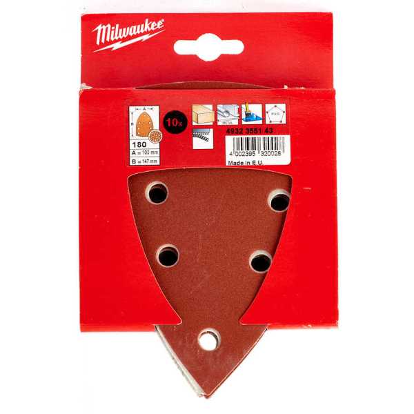 Milwaukee 100x147 mm 180 Kum Titreşim Zımpara Tabanı - 10'lu
