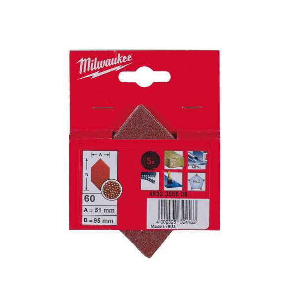 Milwaukee 51x95 mm 60 Kum Titreşim Zımpara Tabanı - 5'li